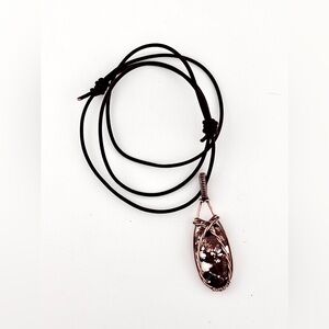 HANDMADE Wild Horse Jasper Copper Wire Wrapped Unisex Pendant Necklace